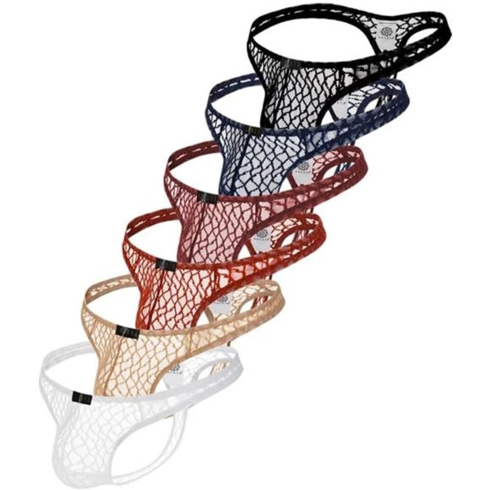 6 PACK Men's Transparent Thong Underwear C